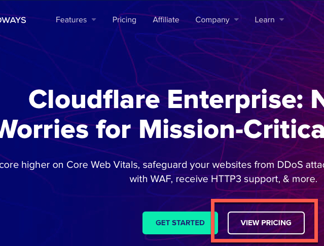 cloudways 사용한 cloudflare 의 enterprise 서비스 비용 정보
